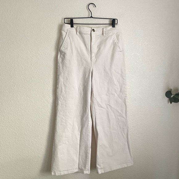 Ann Taylor The Trouser Wide Leg Jeans 10 Ivory - Picture 2 of 10